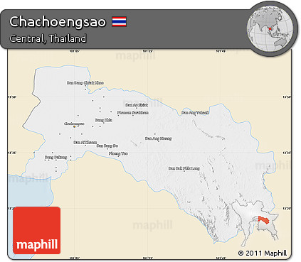 Classic Style Map of Chachoengsao, single color outside