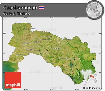 Satellite Map of Chachoengsao, single color outside