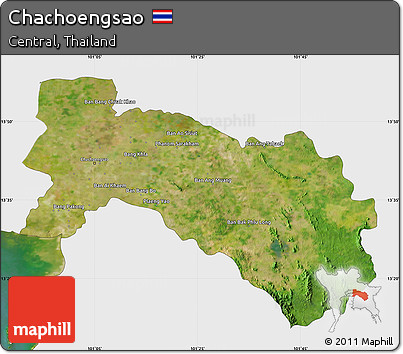 Satellite Map of Chachoengsao, single color outside