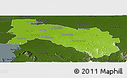 Physical Panoramic Map of Chachoengsao, darken