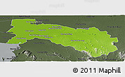 Physical Panoramic Map of Chachoengsao, darken, semi-desaturated