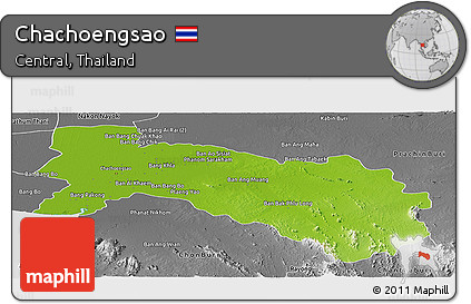 Physical Panoramic Map of Chachoengsao, desaturated