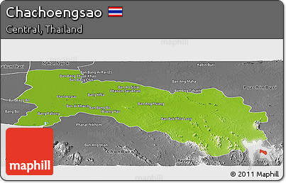 Physical Panoramic Map of Chachoengsao, desaturated