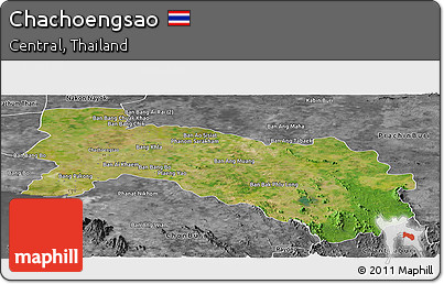Satellite Panoramic Map of Chachoengsao, desaturated