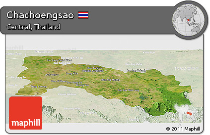Satellite Panoramic Map of Chachoengsao, lighten