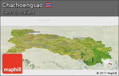 Satellite Panoramic Map of Chachoengsao, lighten