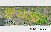 Satellite Panoramic Map of Chachoengsao, semi-desaturated