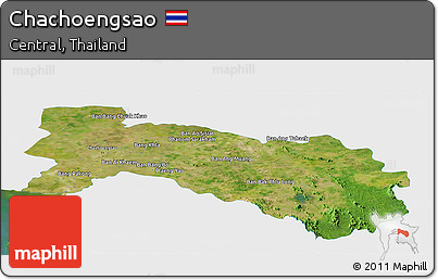 Satellite Panoramic Map of Chachoengsao, single color outside