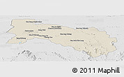 Shaded Relief Panoramic Map of Chachoengsao, lighten, desaturated