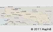 Shaded Relief Panoramic Map of Chachoengsao, semi-desaturated
