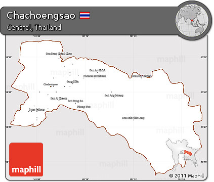Classic Style Simple Map of Chachoengsao, cropped outside
