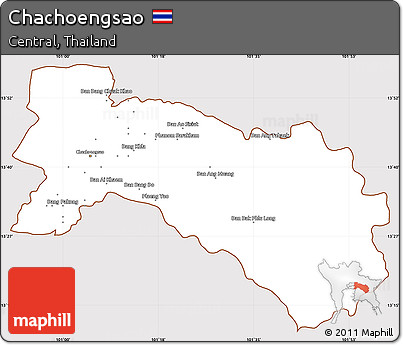 Classic Style Simple Map of Chachoengsao, cropped outside