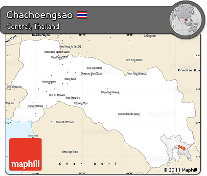 Classic Style Simple Map of Chachoengsao