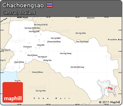 Classic Style Simple Map of Chachoengsao