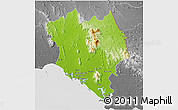 Physical 3D Map of Chanthaburi, desaturated