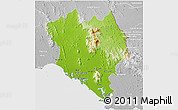 Physical 3D Map of Chanthaburi, lighten, desaturated