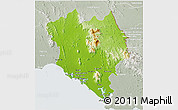 Physical 3D Map of Chanthaburi, lighten, semi-desaturated