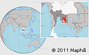 Gray Location Map of Chanthaburi, highlighted country, highlighted parent region