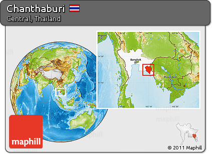 Physical Location Map of Chanthaburi, highlighted parent region