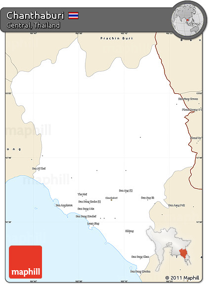 Classic Style Simple Map of Chanthaburi