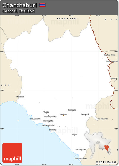Classic Style Simple Map of Chanthaburi