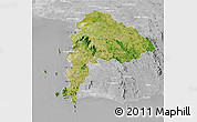 Satellite 3D Map of Chon Buri, lighten, desaturated