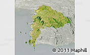 Satellite 3D Map of Chon Buri, lighten, semi-desaturated