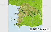 Satellite 3D Map of Chon Buri, physical outside