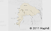 Shaded Relief 3D Map of Chon Buri, lighten, desaturated