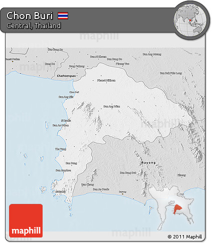 Silver Style 3D Map of Chon Buri