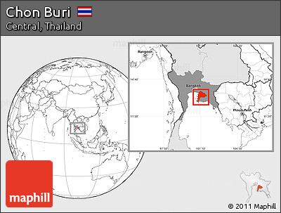 Blank Location Map of Chon Buri, highlighted country, highlighted parent region