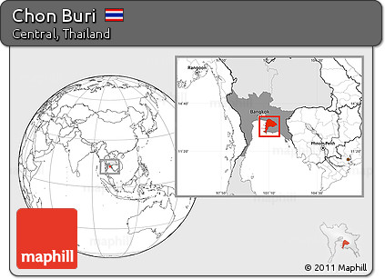 Blank Location Map of Chon Buri, highlighted country, highlighted parent region