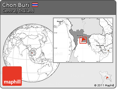 Blank Location Map of Chon Buri, highlighted country, highlighted parent region