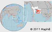 Gray Location Map of Chon Buri, highlighted parent region, hill shading