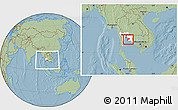 Savanna Style Location Map of Chon Buri, highlighted parent region, within the entire country, hill shading