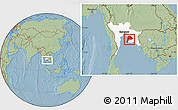 Savanna Style Location Map of Chon Buri, highlighted parent region, hill shading