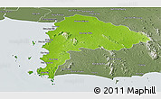 Physical Panoramic Map of Chon Buri, semi-desaturated