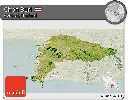 Satellite Panoramic Map of Chon Buri, lighten