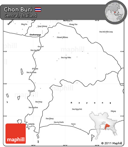 Blank Simple Map of Chon Buri