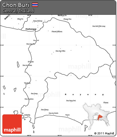 Blank Simple Map of Chon Buri