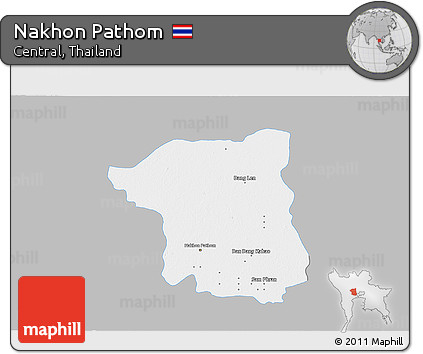 Gray 3D Map of Nakhon Pathom, single color outside