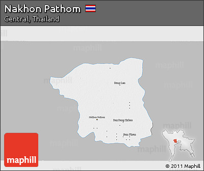 Gray 3D Map of Nakhon Pathom, single color outside