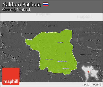 Physical 3D Map of Nakhon Pathom, darken, desaturated