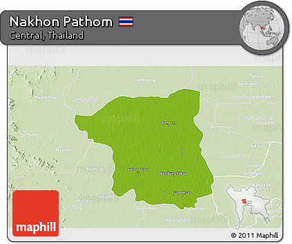 Physical 3D Map of Nakhon Pathom, lighten