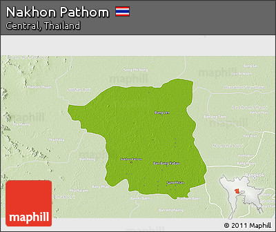 Physical 3D Map of Nakhon Pathom, lighten