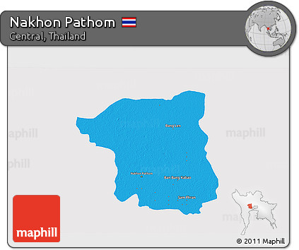 Political 3D Map of Nakhon Pathom, single color outside