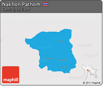 Political 3D Map of Nakhon Pathom, single color outside