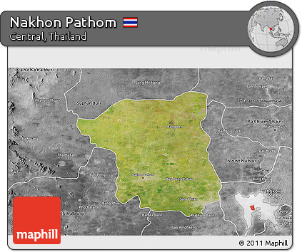 Satellite 3D Map of Nakhon Pathom, desaturated