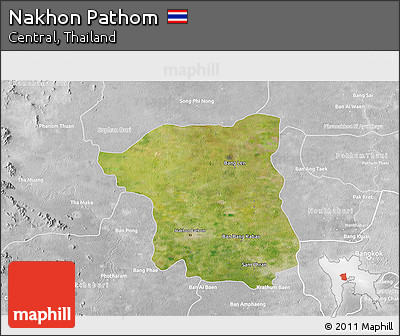 Satellite 3D Map of Nakhon Pathom, lighten, desaturated