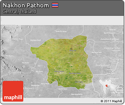 Satellite 3D Map of Nakhon Pathom, lighten, desaturated
